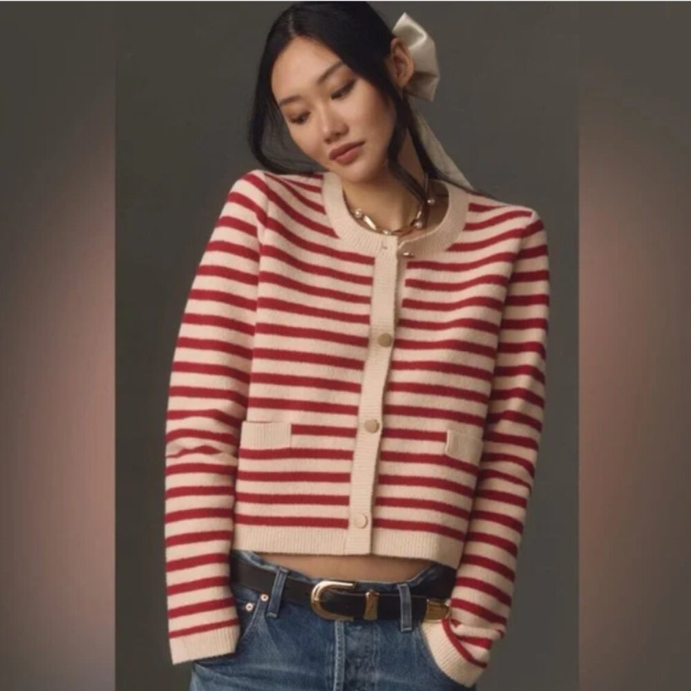 Brand New by Anthropologie x NVLT Striped Cardigan Lady Jacket Sweater